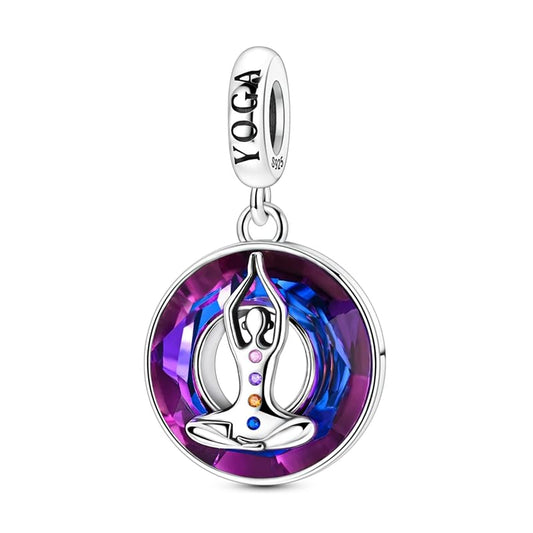 925 Sterling Silver Charms for Bracelets and Necklaces Beads Jewelry Charms for Women - color: Yoga Chakra Charm