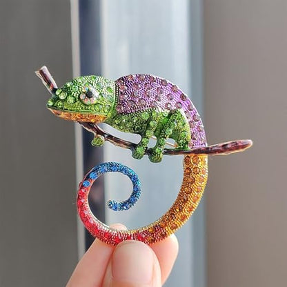 HETICA Animal Brooch for Women, Funny and Cute Flower Brooch Safety Pins Clothing Backpack Hat Decoration Enamel Pins Fashion Women Brooches and Pins Jewelry - style: Chameleon