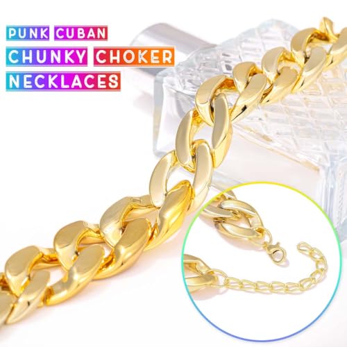 CLOACE Chunky Choker Necklace Gold Cuban Link Necklaces Chain Fashion Jewelry for Women - color: G-B