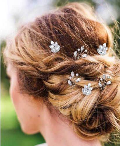 9 Pieces Wedding Hair Pins for Bridal Silver Rhinestone Wedding Hair Accessories for Brides Bridesmaids Women - color: Set 2