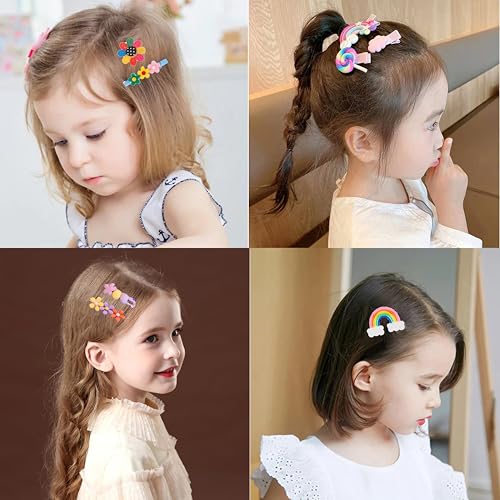 62 Pcs Cute Girls Hair Clips - Toddler Girls Hair Accessories - Rainbow Candy Fruits Hairpins - Unicorn Cute Barrettes - Set for Kids & Baby (Style 1, Style 2)