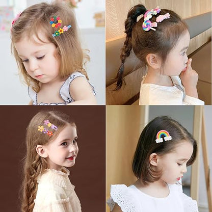 62 Pcs Cute Girls Hair Clips - Toddler Girls Hair Accessories - Rainbow Candy Fruits Hairpins - Unicorn Cute Barrettes - Set for Kids & Baby (Style 1, Style 2)