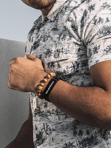 ChainsHouse Men Stainless Steel Bracelet Adjustable Custom ID Engraved Gift | Personalized Silver/Gold/Black for Birthday Father Husband Boyfriend with Gift Box Adjustable Tool 10mm/15mm/15.5mm 8.3"/8.7" - color: R.15mm Width-Black-Text Custom