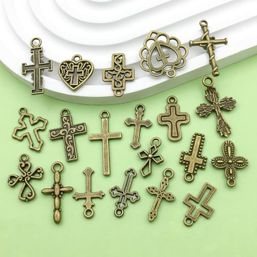 Sailanzi 100pcs Antique Blue Cross Series Pendant Jewelry Making DIY Keychain Earrings Pendant Various Design Charms for Jewelry Making Bracelets Necklace (SN907) - color: SN907