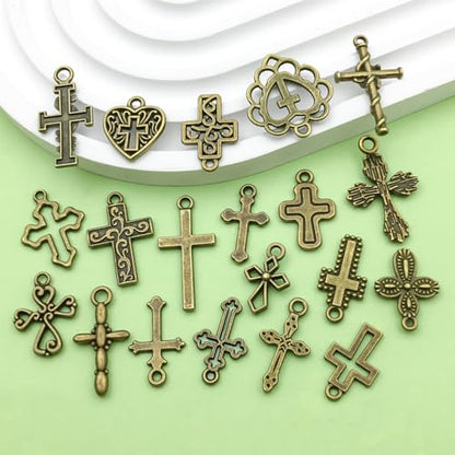 Sailanzi 100pcs Antique Blue Cross Series Pendant Jewelry Making DIY Keychain Earrings Pendant Various Design Charms for Jewelry Making Bracelets Necklace (SN907) - color: SN907