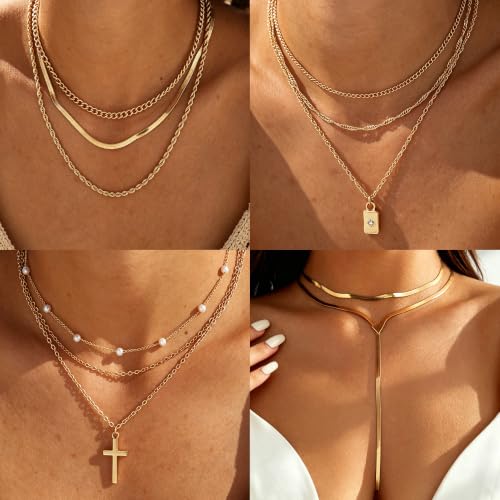 17 MILE 78 Pieces Gold Jewelry Set for Women, 9 Necklace, 24 Bracelet, 22 Earrings, 23 Knuckle Rings Gold Plated Jewerly set for Women Gift - color: gold Jewelry-stackable