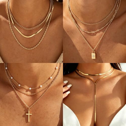 17 MILE 78 Pieces Gold Jewelry Set for Women, 9 Necklace, 24 Bracelet, 22 Earrings, 23 Knuckle Rings Gold Plated Jewerly set for Women Gift - color: gold Jewelry-stackable