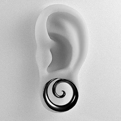 DOEARKO 2PCS Fashion Round Spiral Saddle 316 Stainless Steel Ear Tunnels Plugs Stretcher Gauges For Ear lobe Expander Piercing Body Jewelry - color: Black, size: 12mm(1/2")