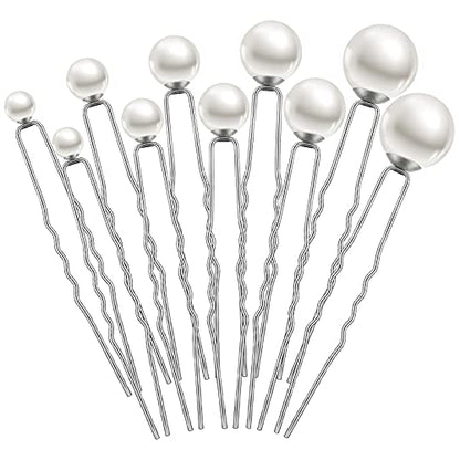 32 Pieces Wedding Pearl Hair Pins Bridal Pearl Rhinestone Hair Pins Hair Accessories U Shape Barrette for Bride Bridesmaid Women Girls (Silver) - color: Silver
