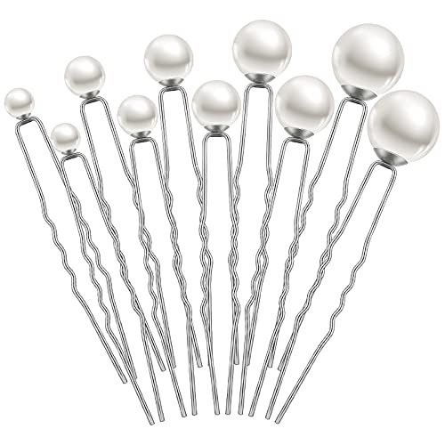 32 Pieces Wedding Pearl Hair Pins Bridal Pearl Rhinestone Hair Pins Hair Accessories U Shape Barrette for Bride Bridesmaid Women Girls (Silver) - color: Silver