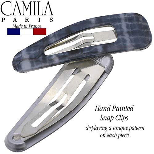Camila Paris CP3094 French Hair Barrettes Clips, Snap Hair Slides Clic Clac for Women, Styling Girls Side Slide-in Metal Snap Pin Hair Accessories for Women. Strong Hold, No Slip Grip, Made in France - color: Gray 2"