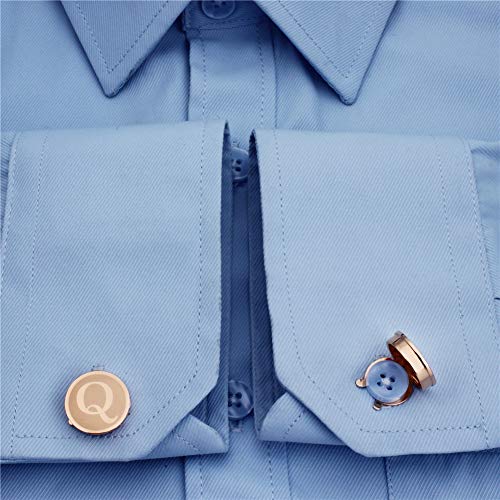 HAWSON Men's Letter Initial Button Cover Cufflinks Letter Rose Gold/Silver Suitable for Formal Business Shirt Letter A-Z - color: Rose Gold Color - Q