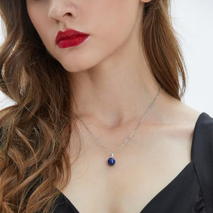 Natural Jade Necklace for Women Sterling Silver Adjustable Handmade Green Jade Pendant Necklaces Healing Crystal Necklace Good Luck Gift for Her - style: Lapis Lazuli Necklace