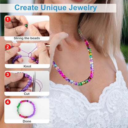 XSEINO About 1200pcs 6mm Crack Glass Beads Bracelet Making Kit,24 Style Crack Mystic Green Series Colorful Crystal Beads for Jewelry Bracelet Making,DIY Crafts,Friendship Bracelets - color: Mystic Green