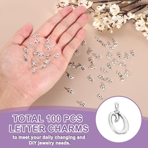 uxcell A-Z Alphabet Charm, Metal Alphabet Letter Charm Initial Charm Pendant Bead for Necklaces Bracelets Jewelry Making Craft - color: Silver O
