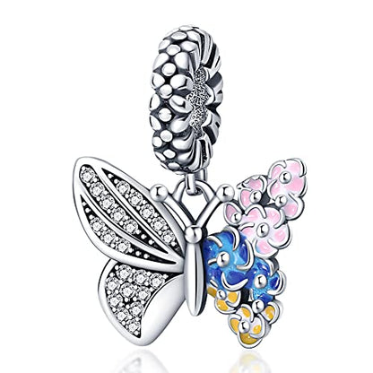Pandach 925 Sterling Silver Charms Beads for Bracelets and Necklaces Butterfly and Headphones Pendants Clover Charms Jewelry Gift for Women - style: Butterfly Charm