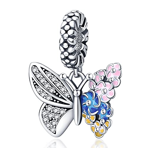 Pandach 925 Sterling Silver Charms Beads for Bracelets and Necklaces Butterfly and Headphones Pendants Clover Charms Jewelry Gift for Women - style: Butterfly Charm