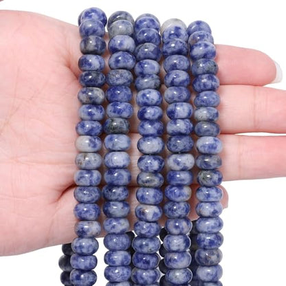 Songxi 5x8mm Natural Blue Sodalite Stone Rondelle Beads, 75PCS Spacer Round Loose Abacus Beads for Jewelry Making, Gemstone for Bracelet Necklace Earrings, Arts and Crafts - color: Blue Sodalite