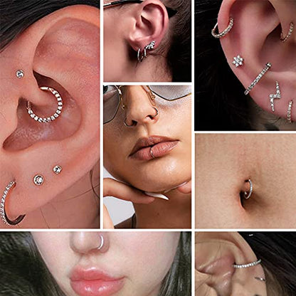 OUFER Gold Hinged Segment Earring Hoop 16G Stainless Steel with Cartilage Earrings Clear CZ Paved Tragus Helix Earrings Cartilage Earring Septum Nose Ring Hoop - color: Gold,16g,11mm