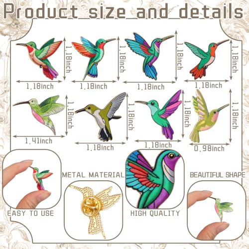 24/48 Pcs Bird Enamel Brooch Colorful Bird Lapel Pin Animal Brooches Cute Lapel Pin for Women Jewelry Pin Dress Accessories Mother's Day Birthday Gift - style: Hummingbird