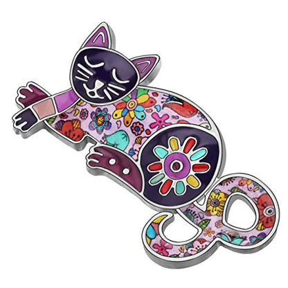 NEWEI Cat Brooch Pins for Women Girls Jacket Bag Charms Cat Pins Jewelry Gifts - color: Violet Purple