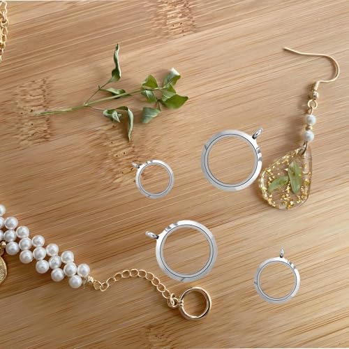 4 Pcs Stainless Steel Crystal Photo Frame Locket Pendants, Memory Locket Charms to Make Necklace Pendants, Key Chains