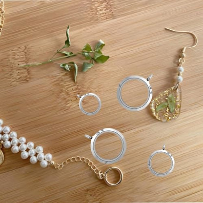 4 Pcs Stainless Steel Crystal Photo Frame Locket Pendants, Memory Locket Charms to Make Necklace Pendants, Key Chains