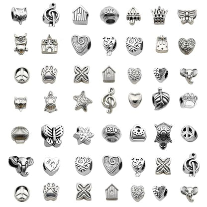 stino Large Hole Silver Metal Spacer Beads for Jewelry Making, Bracelet Earrings Necklace Findings & Supplies 512 (Large Hole (50PCs)) - color: Large Hole (50PCs)