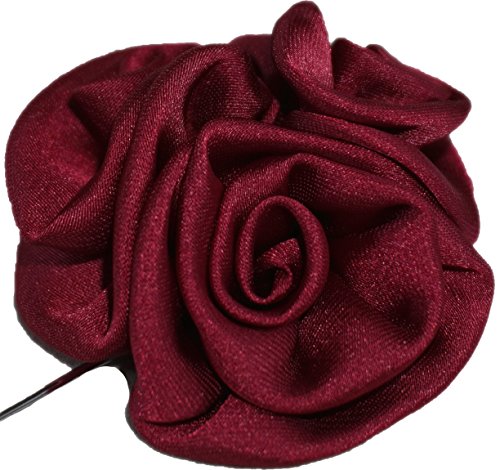 Gentleman's Essentials Premium Handmade Flower Lapel Pin Boutonniere - color: Bordeaux Wine [Bouquet]