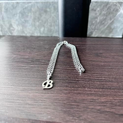 Stainless Steel Initial A-Z Necklace for Men Women,Cuban Chain,Titanium Steel Initial Letter Pendant Charm Necklaces Accessories Jewelry for Woman Man,21 Inch Chain - color: B