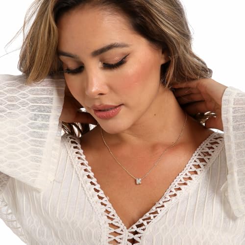 stino 4PCs Bubble Initial Letter Necklace Set, No Tarnish 14K Gold Plated Alphabet Pendant, Jewelry for Women - style: H