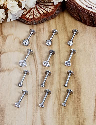 16G Lip Rings Stainless Steel Tragus Helix Conch Piercing Jewelry Snake Bite Piercing Monroe Lip Rings Labret Medusa Cartilage Lobe Earrings Piercing Jewelry CZ 2MM 2.5MM 3MM 3.5MM 4MM 4.5MM - color: 8MM-Silver,2mm/2.5mm/3mm/3.5mm/4mm/4.5mm