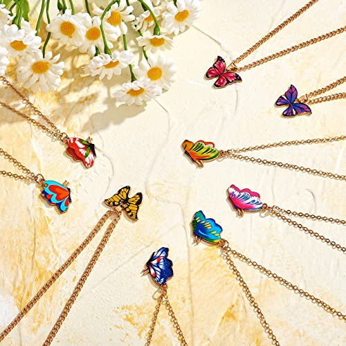 Ornaland 6pcs Butterfly Pendant Necklace Adjustable Alloy Enamel Neck Chain Charms Jewelry Fashion Dangle Necklace Gifts for Women Lovers Christmas Birthday - color: A2