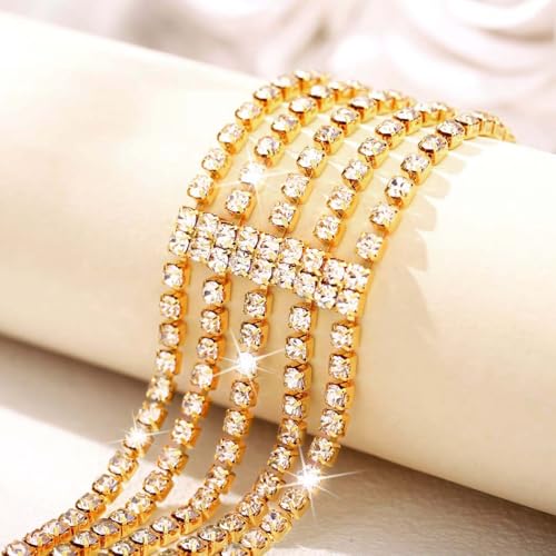 Gold Bridal Head Chain for Women Crystal Headpiece Elastic Layered Wedding Flapper Forehead Jewelry - color: Gold