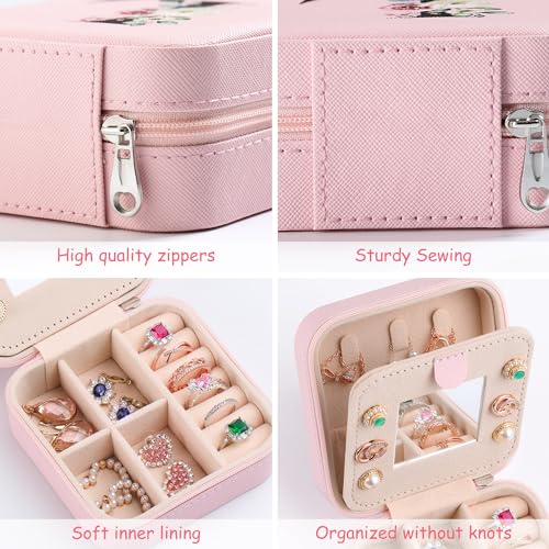 AYGXU Travel Jewelry Box for Women and Girls - Small Case With Initial A-Z - Teacher Gifts - color: pink, size: A