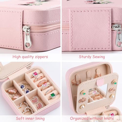 AYGXU Travel Jewelry Box for Women and Girls - Small Case With Initial A-Z - Teacher Gifts - color: pink, size: I
