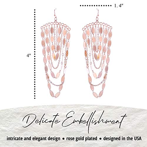 Bohemian Boho Tassel Dangle Drop Earrings for Women – Lightweight Filigree Gypsy Coin Chandelier Disc Charm Hoops – included Gift Box - style: Chandelier - Rose Gold
