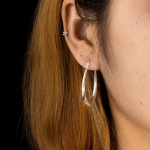 Silver Oval Hoop Earrings for Women 14K Gold Plated Hoop Earrings | Hypoallergenic Lightweight - color: D-Silver