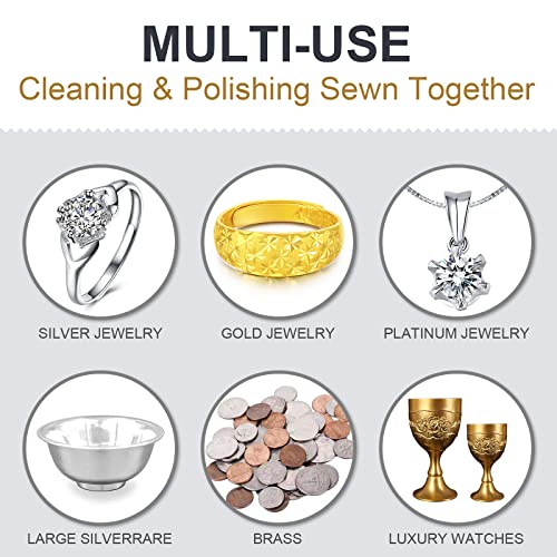 Jewelry Cleaning and Polishing Cloth, 100% Pure Cotton Silver Polishing Cloth for Sterling Silver & Gold & Platinum Jewelry and Large Silverware, Reusable Soft Jewelry Cleaning Cloth (2)