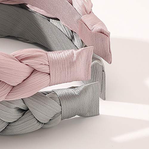 Headbands Women Hair Head Hands Braided Head Band Twist Hairbands for Girls Black Pink Gray White Hair Band - color: YHB-006