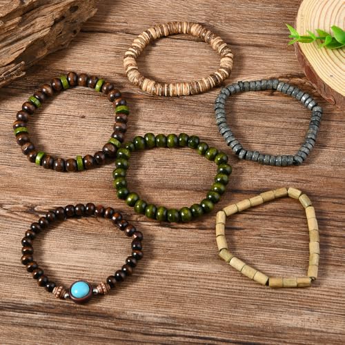 Vintage Stackable Bead Bracelet Set For Men Women Handmade Bohemian Style Multilayer Adjustable Elastic Bead Bracelet Fashion Punk Jewerly Gift - style: Style 2