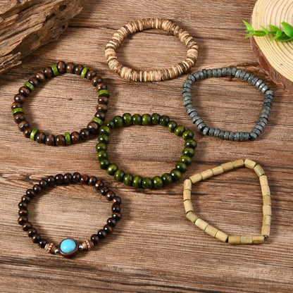 Vintage Stackable Bead Bracelet Set For Men Women Handmade Bohemian Style Multilayer Adjustable Elastic Bead Bracelet Fashion Punk Jewerly Gift - style: Style 2