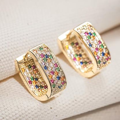 Luxury Paved Cubic Zirconia Hoop Earrings for Women Wedding Trendy Jewelry - color: E5323