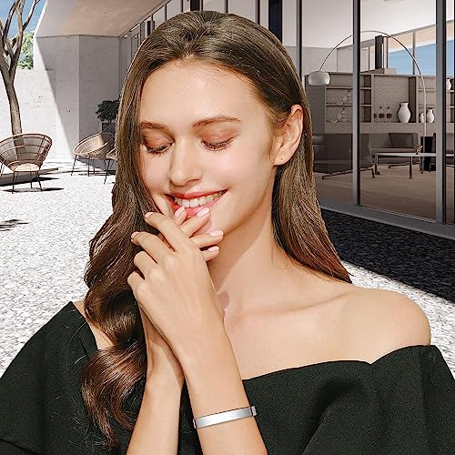 TONY & SANDY Inspirational Bracelets for Women Teen Girls Personalized Gifts for Daughter Granddaughter Mom Sister Friends Stainless Steel Engraved Cuff Birthday Easter Christmas - style: A - Granddaughter Gifts - Never forget that I love you...Be the wom