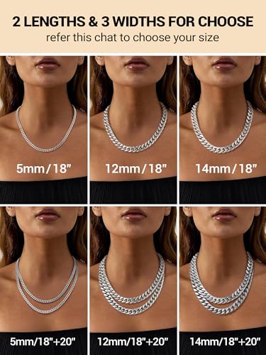 PROSTEEL Chunky Cuban Link Curb Chain Necklace for Women Men, Stainless Steel Choker Thick Trendy Statement Hip Hop Miami Cuban Chain Jewelry Gifts Unisex Size,5/12/14mm Widths,18"/20" - color: 5mm-Silver, size: 18inches