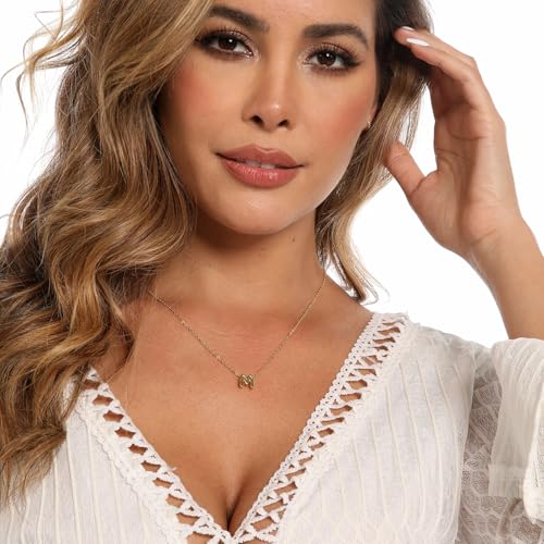 stino 4PCs Bubble Initial Letter Necklace Set, No Tarnish 14K Gold Plated Alphabet Pendant, Jewelry for Women - style: G