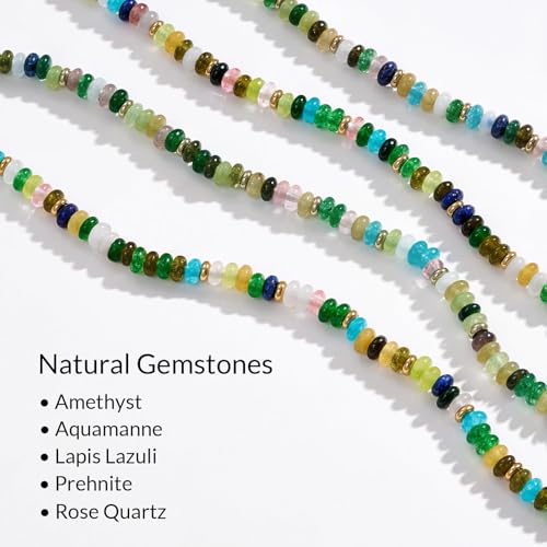 KissYan Beaded Necklaces for Women, Layered Pendant Choker for Summer | Stackable Colorful Natural Gemstone Handmade Beach Charm Chain Valentine's Jewelry Gifts For Girlfriend Wife Lover - style: Clover