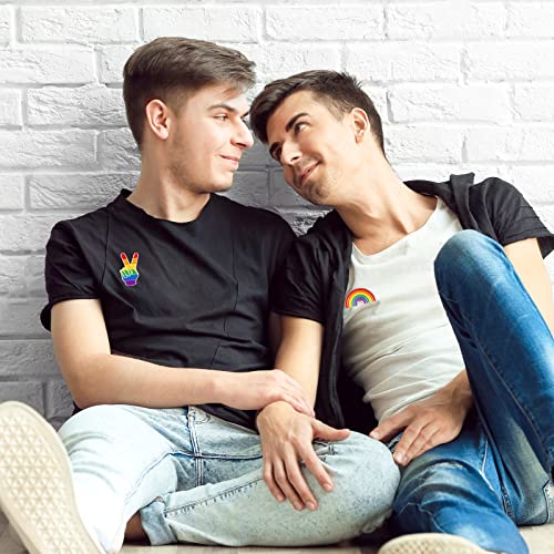 Giegxin 40 Pcs Rainbow Pride Pins Bulk LGBT Lapel Pins Gay Heart Flag Brooch for Clothes Bags Accessories Gifts - style: Pride