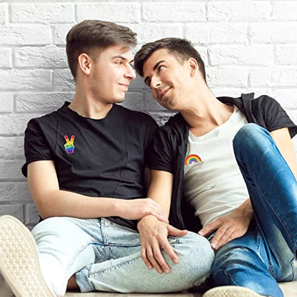 Giegxin 40 Pcs Rainbow Pride Pins Bulk LGBT Lapel Pins Gay Heart Flag Brooch for Clothes Bags Accessories Gifts - style: Pride