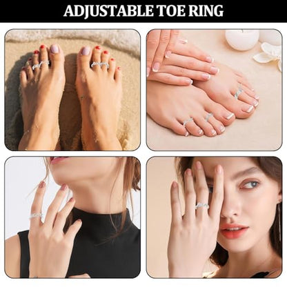Toe Rings for Women,Silver Plated Stylish Adjustable Toe Band Rings, Summer Beach Foot Jewelry - Perfect for Vacation, Daily Wear - style: 4 Pcs